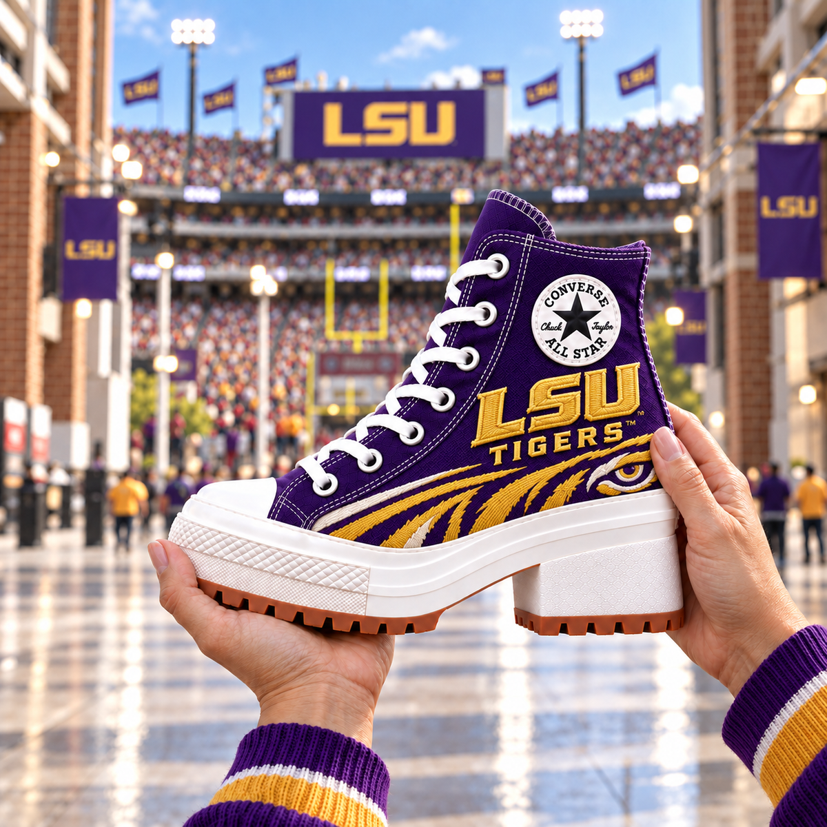 PREMIUM LSU Heeled High-Top Sneakers TMH