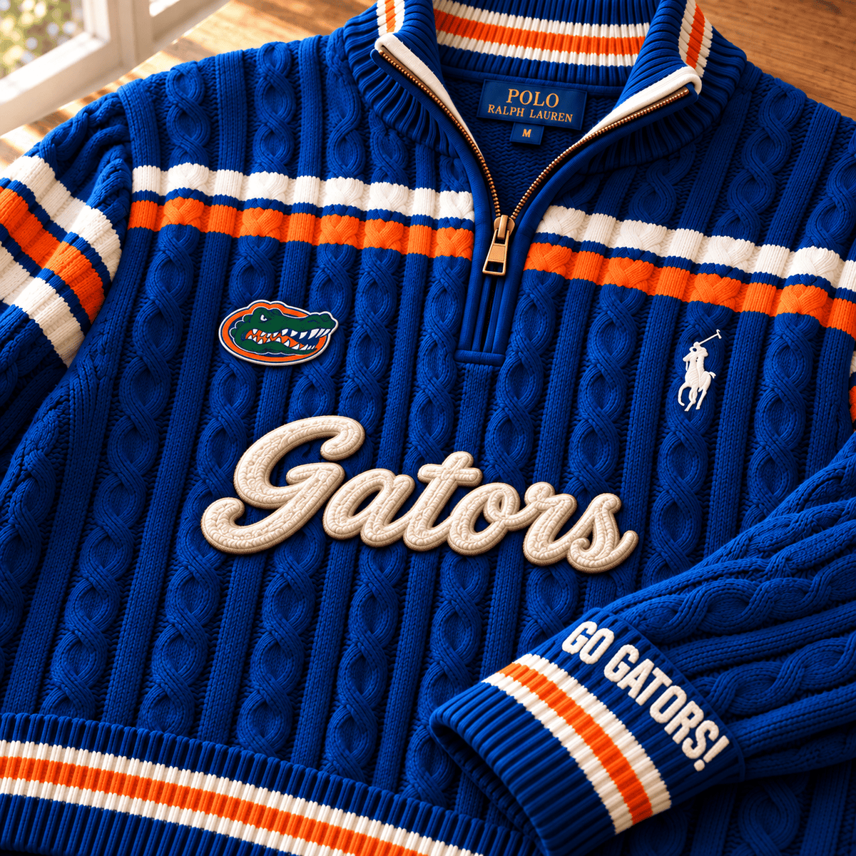 FGT PREMIUM Varsity Cable-Knit Quarter-Zip Sweater NHVH