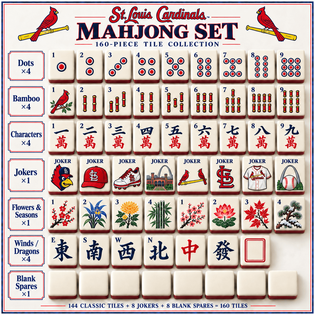 Premium SLVC Mahjong Tiles Set PVNA