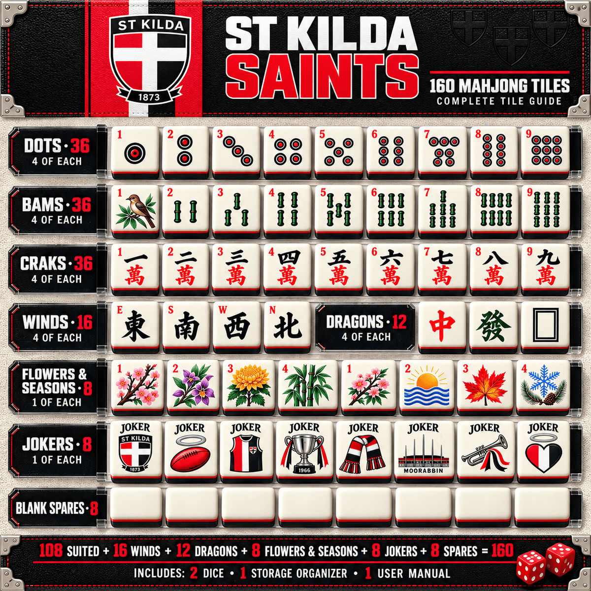 Premium SKD Mahjong Tiles Set PVNA