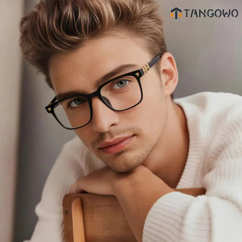 TANGOWO Anti-Blue Light Glasses for Men Women Fashion Square Frame Eyeglasses Computer Reading Eyewear Trendy All-Match Style